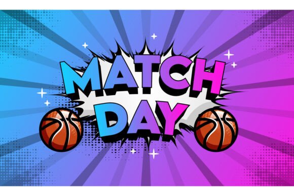 3D Cartoon Basketball Match Day Banner