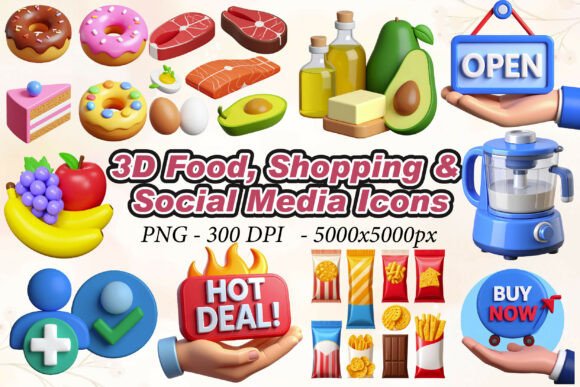 3D Food Social Media Icons Guide