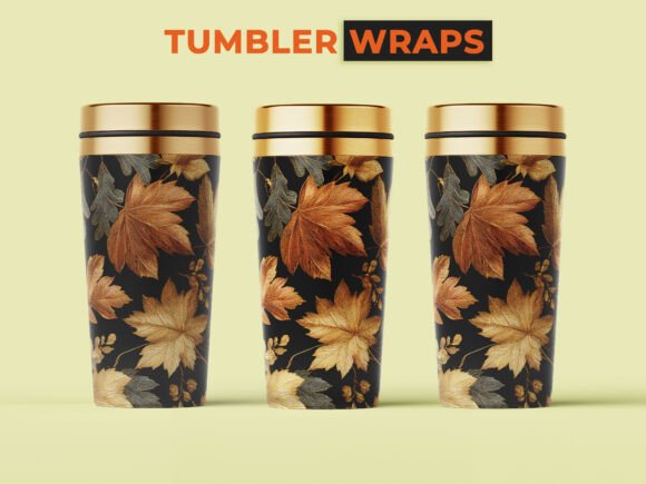 3D Golden Maple Oak Leaves Tumbler