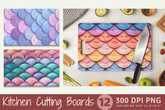 3D Mermaid Scales Cutting Board Design