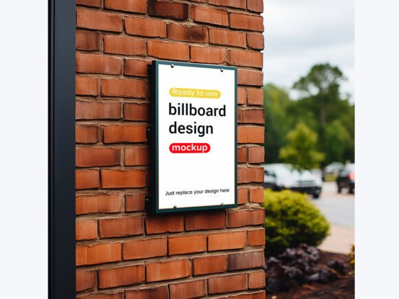 Brick Wall Mount Billboard Mockup Psd: Elevate Your Outdoor Advertising Designs