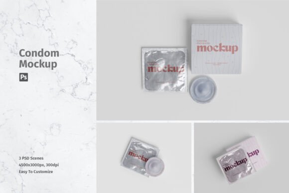 Condom Mockup: Realistic 3D Design Display