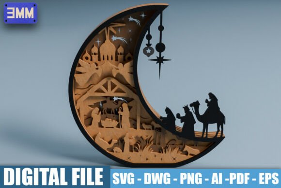 Crafting a Timeless Centerpiece: A Guide to the 3D Crescent Moon Nativity Laser Cut File