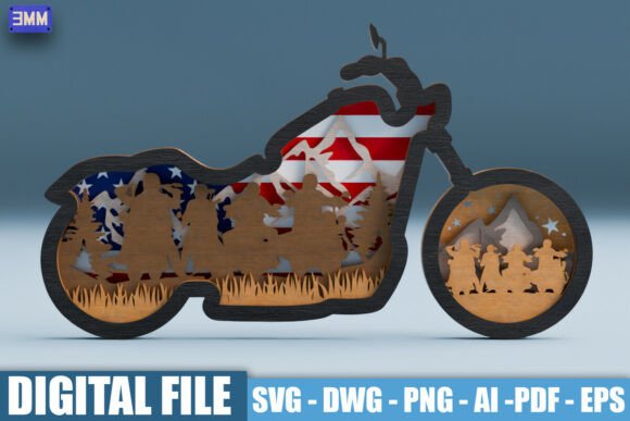 Crafting Meaningful Tributes with a 3D Patriotic Motorcycle Sign SVG DXF