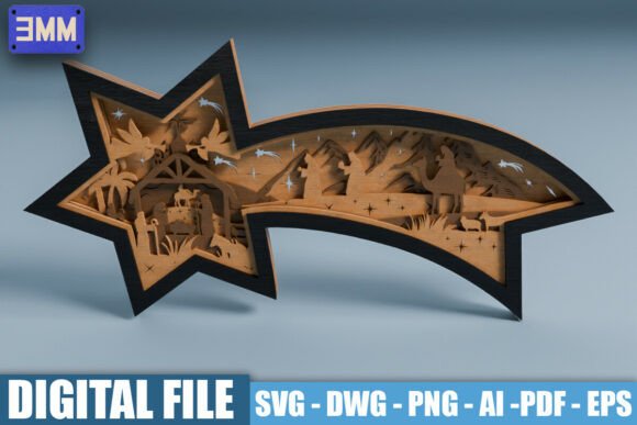 Creating a Stunning 3D Shooting Star Nativity Laser Cut File for Holiday Decor