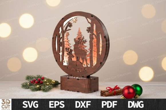 Deer in Forest Christmas Light Box