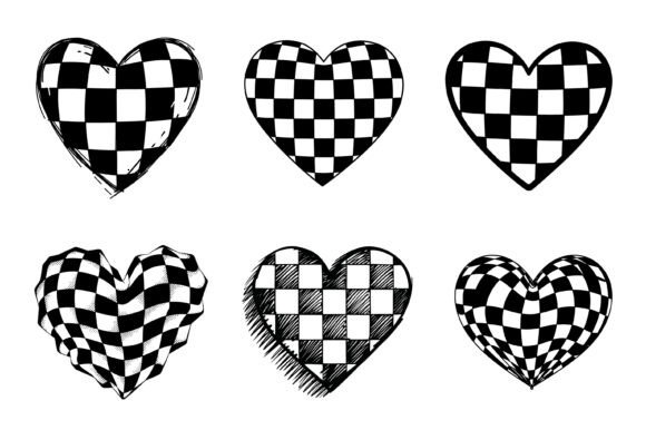 Distorted Checkerboard Heart Clipart Guide