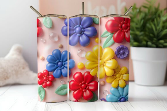 Enhancing Custom Drinkware with 3D Inflated Flower Tumbler Wrap Designs