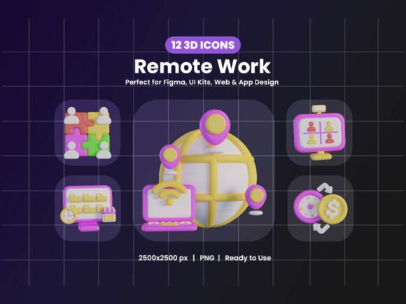 Enhancing Digital Communication with the 3D Remote Work Icon Pack