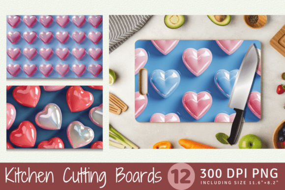 Evaluating 3D Puffy Hearts Cutting Boards Sublimation Designs for Kitchen Decor and POD Businesses
