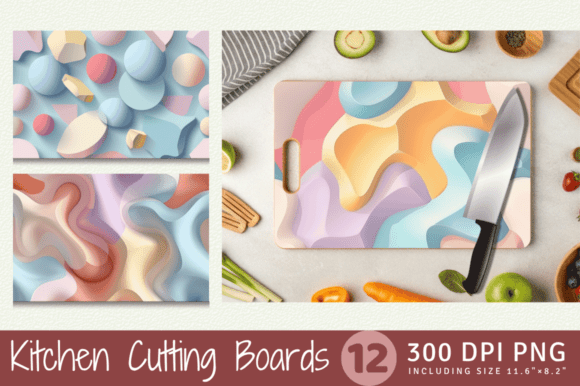 Evaluating Pastel 3D Abstract Shapes Cutting Boards for Kitchen Decor and Print-on-Demand