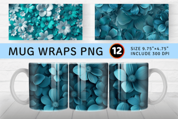Evaluating the 3D Turquoise Flowers Mug Wrap Sublimation Design for Professional Results