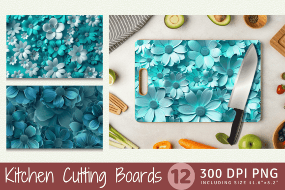 Exploring the Aesthetic and Functional Value of 3D Turquoise Flowers Cutting Boards Sublimation Designs