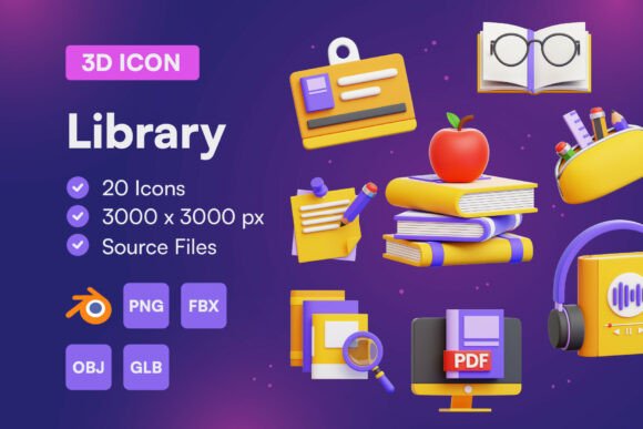 Library 3D Icon Set: A Visual Upgrade for Modern Digital Interfaces
