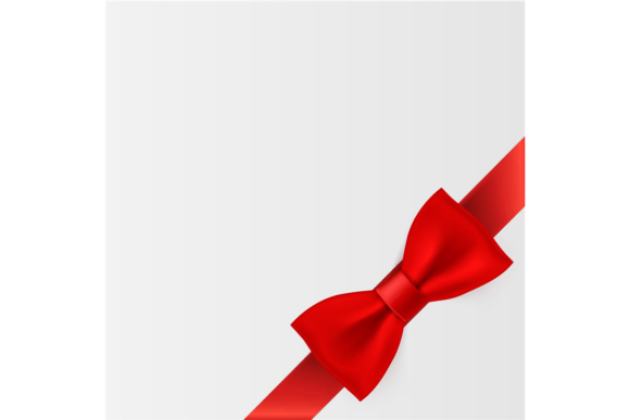Red Bows on Corner of Card: Realistic Luxury Gift Tape and Decorative Design Elements