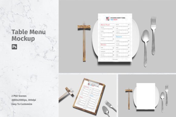 Table Menu Mockup: Elevating Your Restaurant Brand with Realistic 3D Presentations